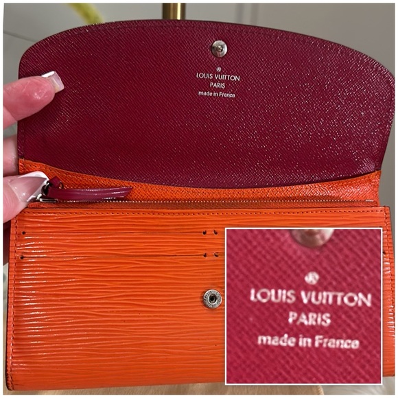🪧 Authentic Louis Vuitton Piment Epi Leather Emilie Wallet in Orange/Plum. EUC 🪧 - Picture 15 of 16